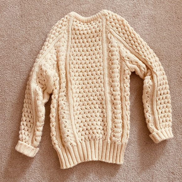 Cream colored cable knit small sweater. - Picture 2 of 3